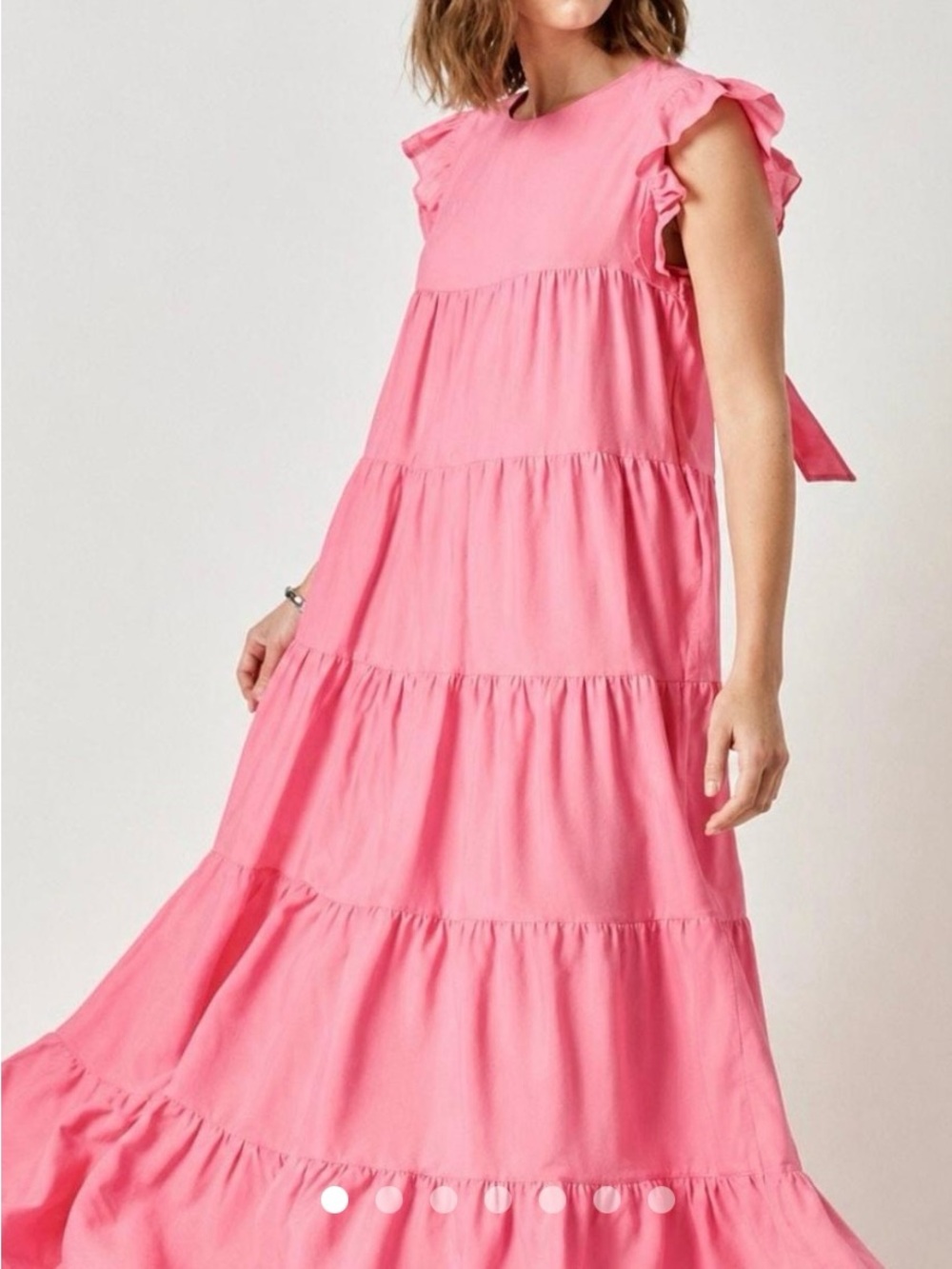 Woman’s Pink Tiered Ruffle English Factory Sleeve Dress Size S
